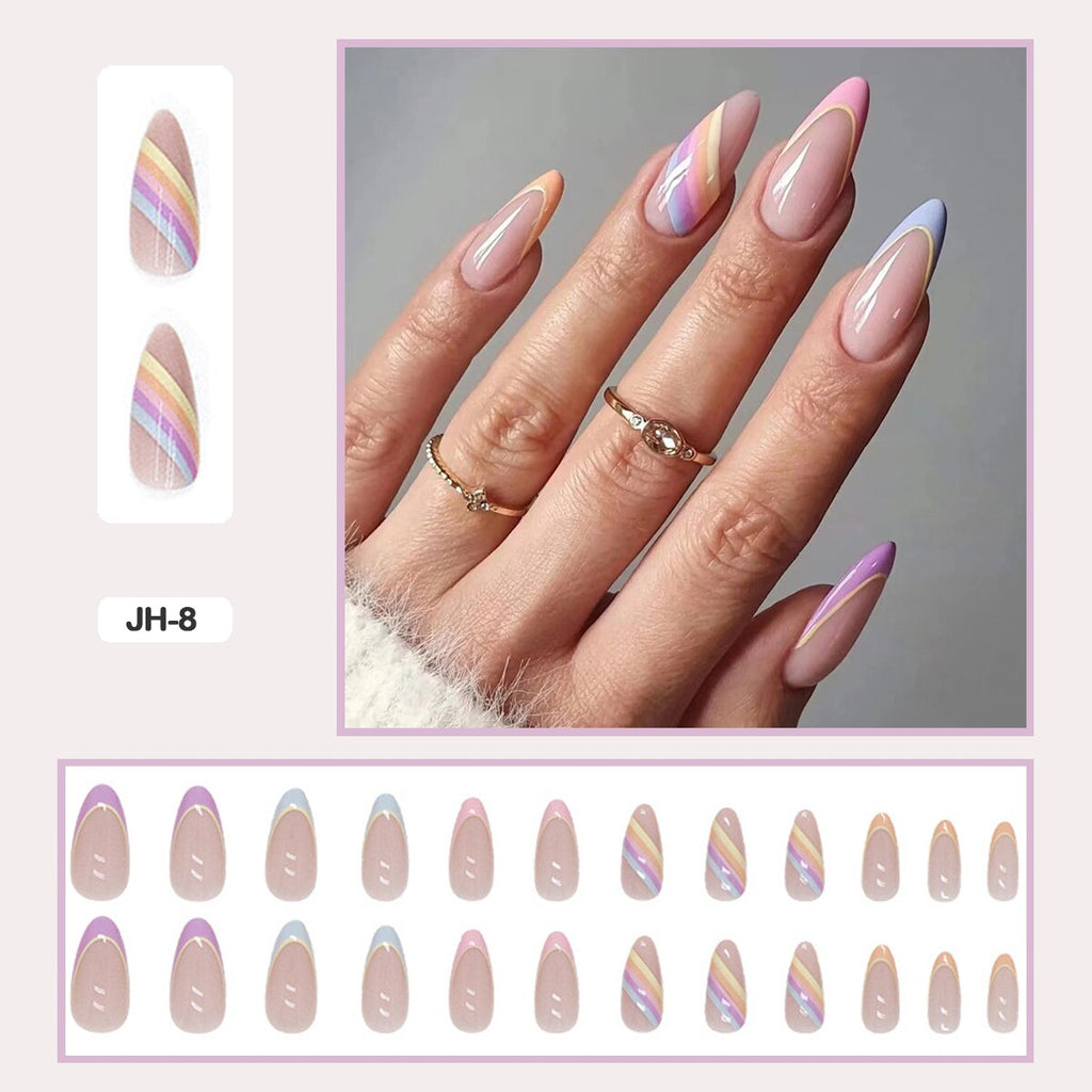 Rainbow tips acrylic nails 